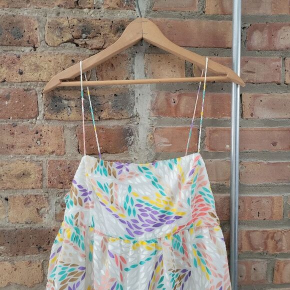 C/Meo Collective Set Up Velvet Abstract Tiered Ivory White Maxi Dress Size Large - Picture 4 of 8